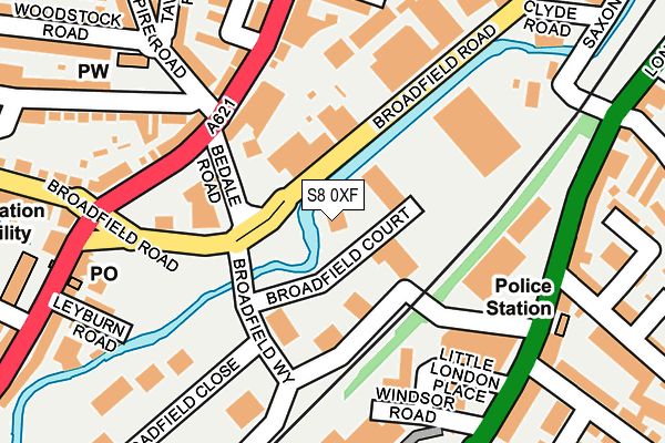 S8 0XF map - OS OpenMap – Local (Ordnance Survey)