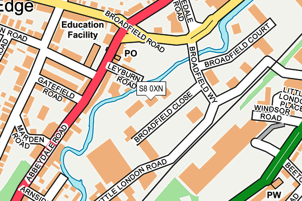 S8 0XN map - OS OpenMap – Local (Ordnance Survey)