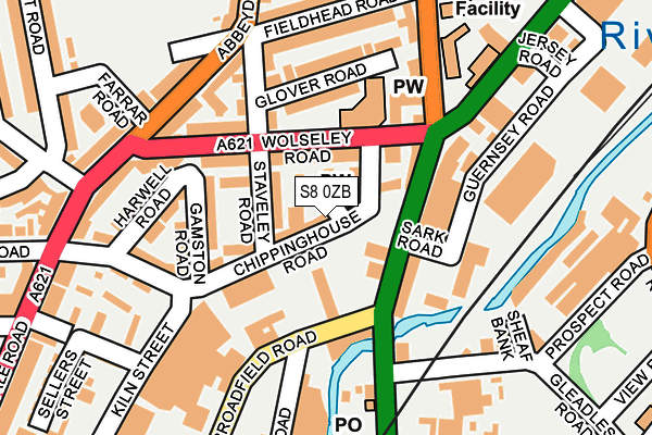 S8 0ZB map - OS OpenMap – Local (Ordnance Survey)