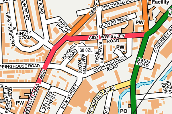 S8 0ZL map - OS OpenMap – Local (Ordnance Survey)