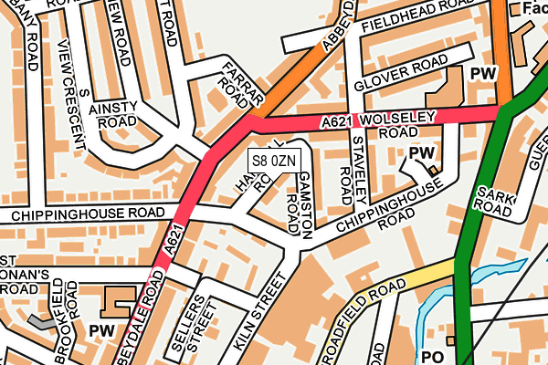 S8 0ZN map - OS OpenMap – Local (Ordnance Survey)