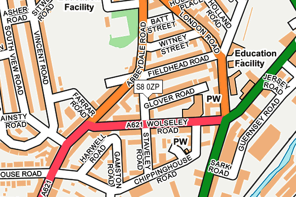 S8 0ZP map - OS OpenMap – Local (Ordnance Survey)