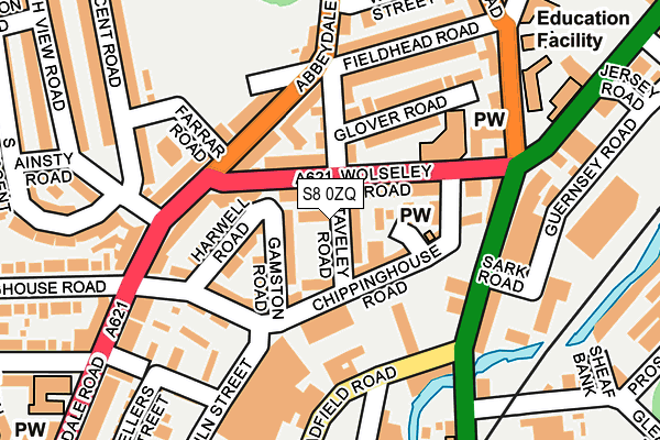 S8 0ZQ map - OS OpenMap – Local (Ordnance Survey)