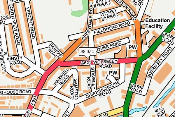 S8 0ZU map - OS OpenMap – Local (Ordnance Survey)