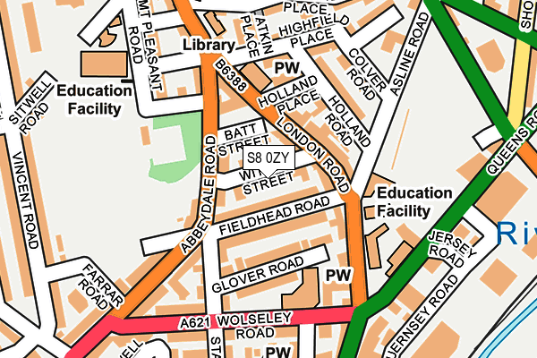 S8 0ZY map - OS OpenMap – Local (Ordnance Survey)