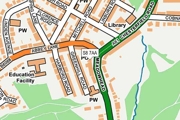S8 7AA map - OS OpenMap – Local (Ordnance Survey)