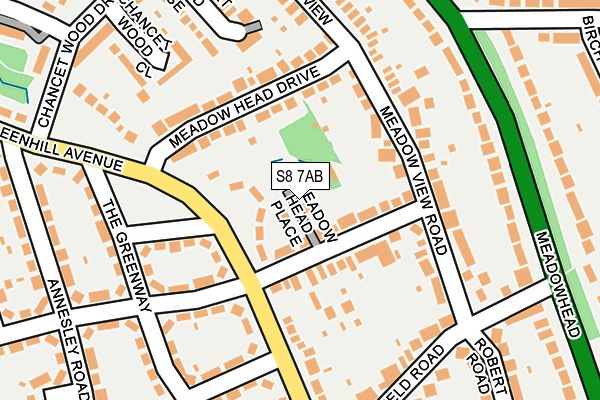 S8 7AB map - OS OpenMap – Local (Ordnance Survey)