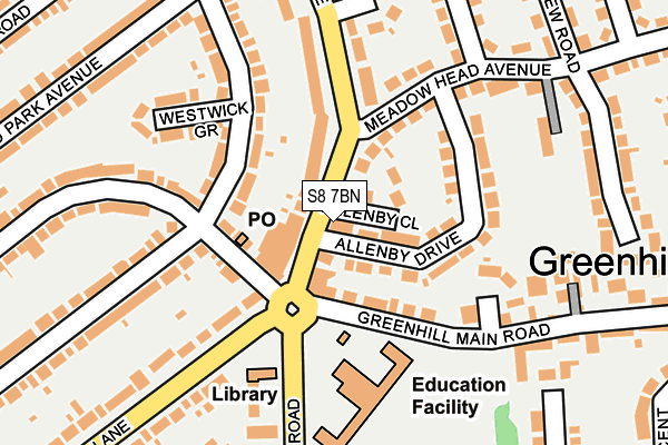 S8 7BN map - OS OpenMap – Local (Ordnance Survey)