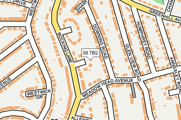 S8 7BQ map - OS OpenMap – Local (Ordnance Survey)