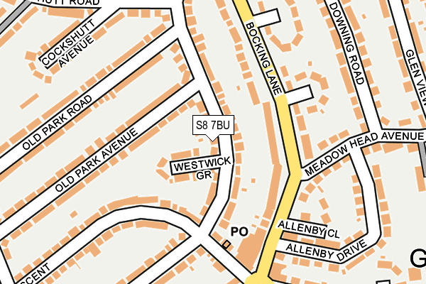 S8 7BU map - OS OpenMap – Local (Ordnance Survey)