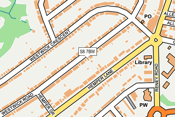 S8 7BW map - OS OpenMap – Local (Ordnance Survey)