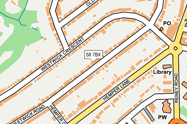 S8 7BX map - OS OpenMap – Local (Ordnance Survey)