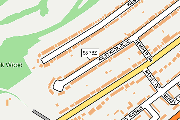 S8 7BZ map - OS OpenMap – Local (Ordnance Survey)