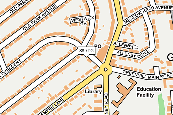 S8 7DG map - OS OpenMap – Local (Ordnance Survey)