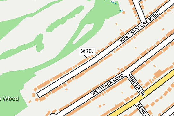 S8 7DJ map - OS OpenMap – Local (Ordnance Survey)