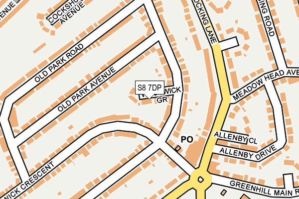 S8 7DP map - OS OpenMap – Local (Ordnance Survey)