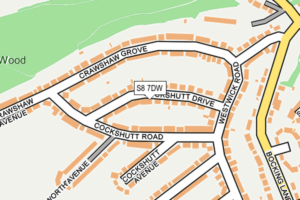 S8 7DW map - OS OpenMap – Local (Ordnance Survey)