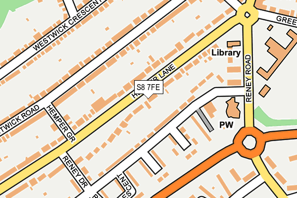 S8 7FE map - OS OpenMap – Local (Ordnance Survey)