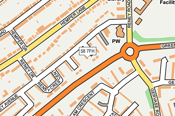 S8 7FH map - OS OpenMap – Local (Ordnance Survey)