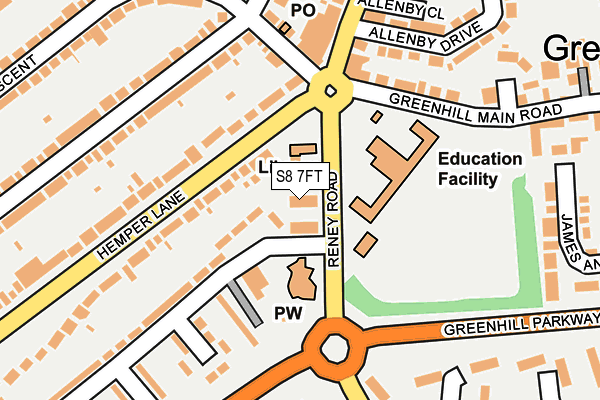 S8 7FT map - OS OpenMap – Local (Ordnance Survey)