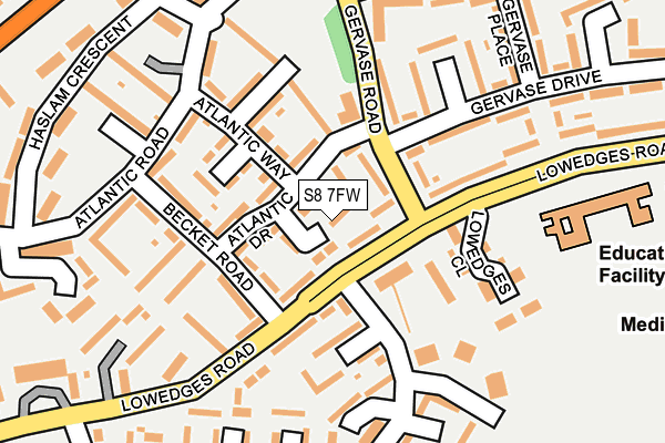 S8 7FW map - OS OpenMap – Local (Ordnance Survey)