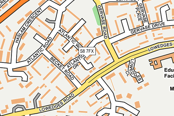 S8 7FX map - OS OpenMap – Local (Ordnance Survey)