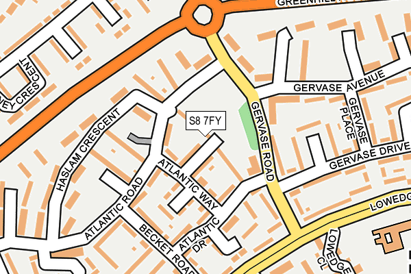 S8 7FY map - OS OpenMap – Local (Ordnance Survey)