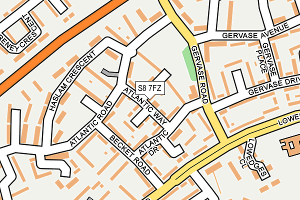 S8 7FZ map - OS OpenMap – Local (Ordnance Survey)