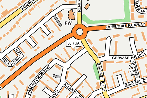 S8 7GA map - OS OpenMap – Local (Ordnance Survey)