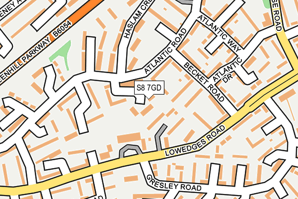 S8 7GD map - OS OpenMap – Local (Ordnance Survey)