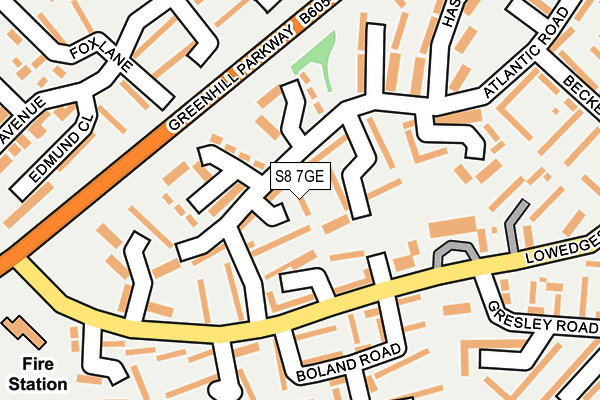 S8 7GE map - OS OpenMap – Local (Ordnance Survey)