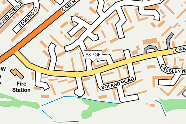 S8 7GF map - OS OpenMap – Local (Ordnance Survey)