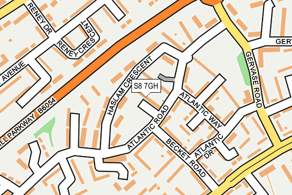 S8 7GH map - OS OpenMap – Local (Ordnance Survey)