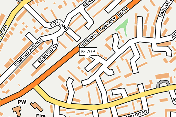 S8 7GP map - OS OpenMap – Local (Ordnance Survey)