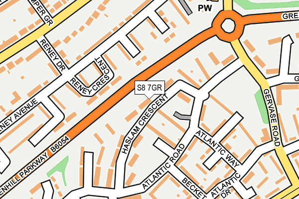 S8 7GR map - OS OpenMap – Local (Ordnance Survey)