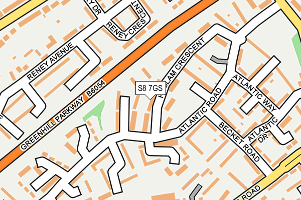 S8 7GS map - OS OpenMap – Local (Ordnance Survey)
