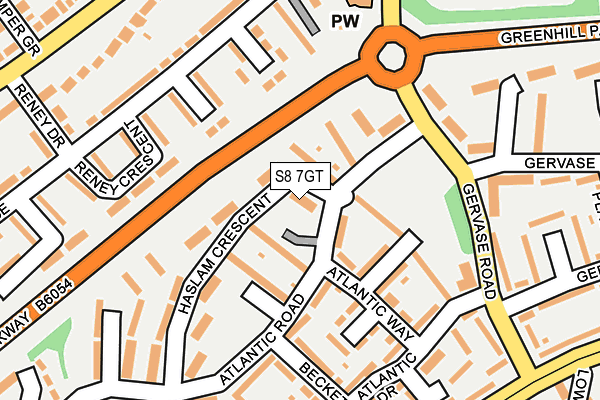 S8 7GT map - OS OpenMap – Local (Ordnance Survey)
