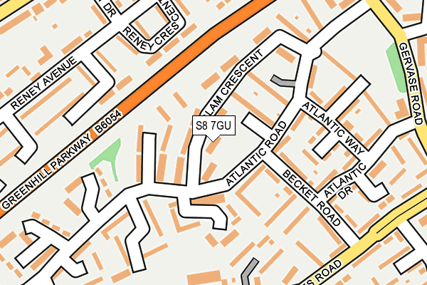 S8 7GU map - OS OpenMap – Local (Ordnance Survey)
