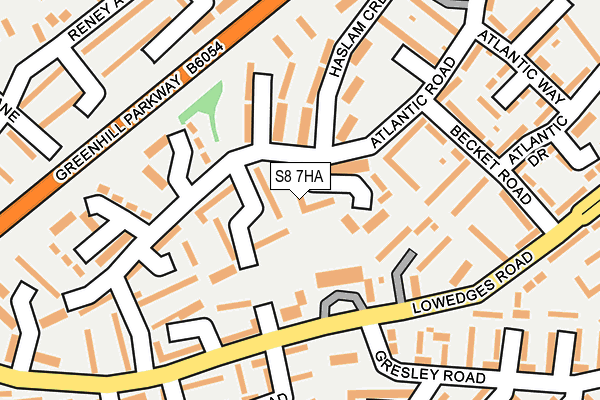 S8 7HA map - OS OpenMap – Local (Ordnance Survey)