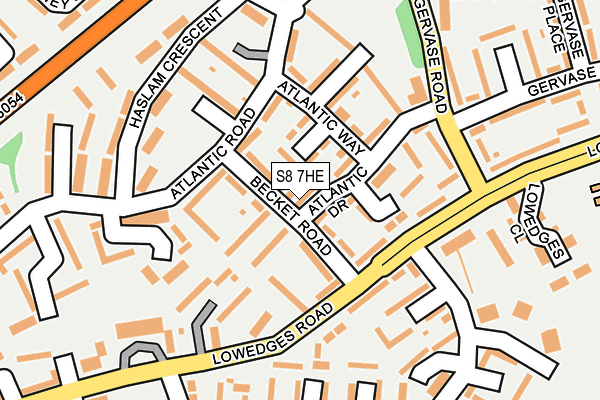 S8 7HE map - OS OpenMap – Local (Ordnance Survey)
