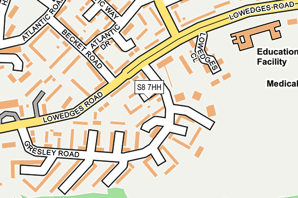 S8 7HH map - OS OpenMap – Local (Ordnance Survey)