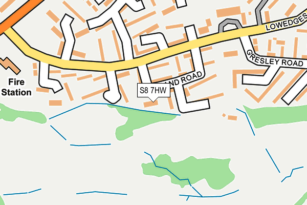 S8 7HW map - OS OpenMap – Local (Ordnance Survey)