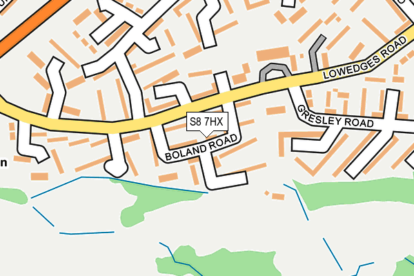 S8 7HX map - OS OpenMap – Local (Ordnance Survey)