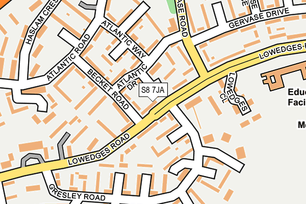 S8 7JA map - OS OpenMap – Local (Ordnance Survey)