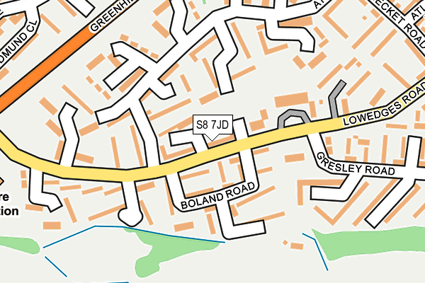 S8 7JD map - OS OpenMap – Local (Ordnance Survey)