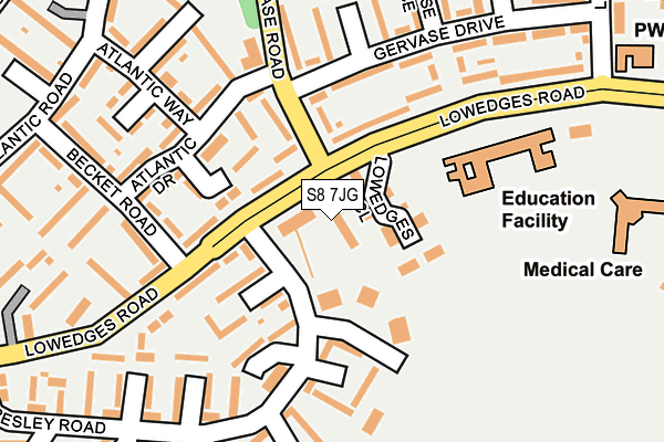 S8 7JG map - OS OpenMap – Local (Ordnance Survey)