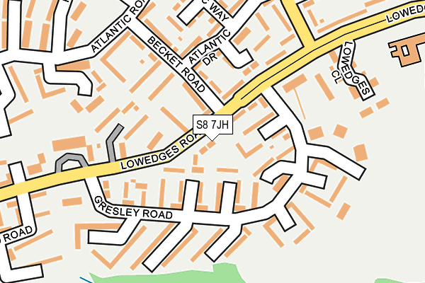 S8 7JH map - OS OpenMap – Local (Ordnance Survey)