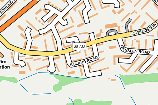 S8 7JJ map - OS OpenMap – Local (Ordnance Survey)