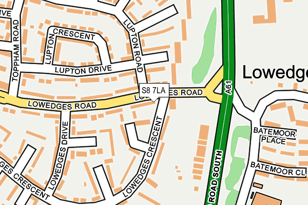 S8 7LA map - OS OpenMap – Local (Ordnance Survey)