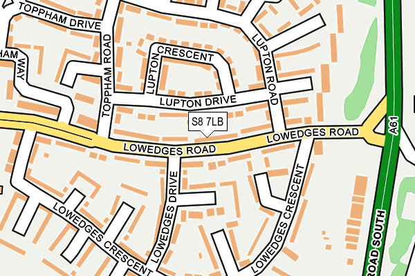 S8 7LB map - OS OpenMap – Local (Ordnance Survey)